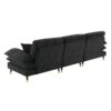 L Shaped Convertible Sectional Sofa 4 Seat Tufted Couch Set With Two Tone Adjust Legs Cloud Movable Ottoman - Black - Image 8
