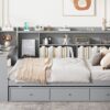 Full Size Daybed With 3 Drawers USB Ports And Desk - Gray - Image 16