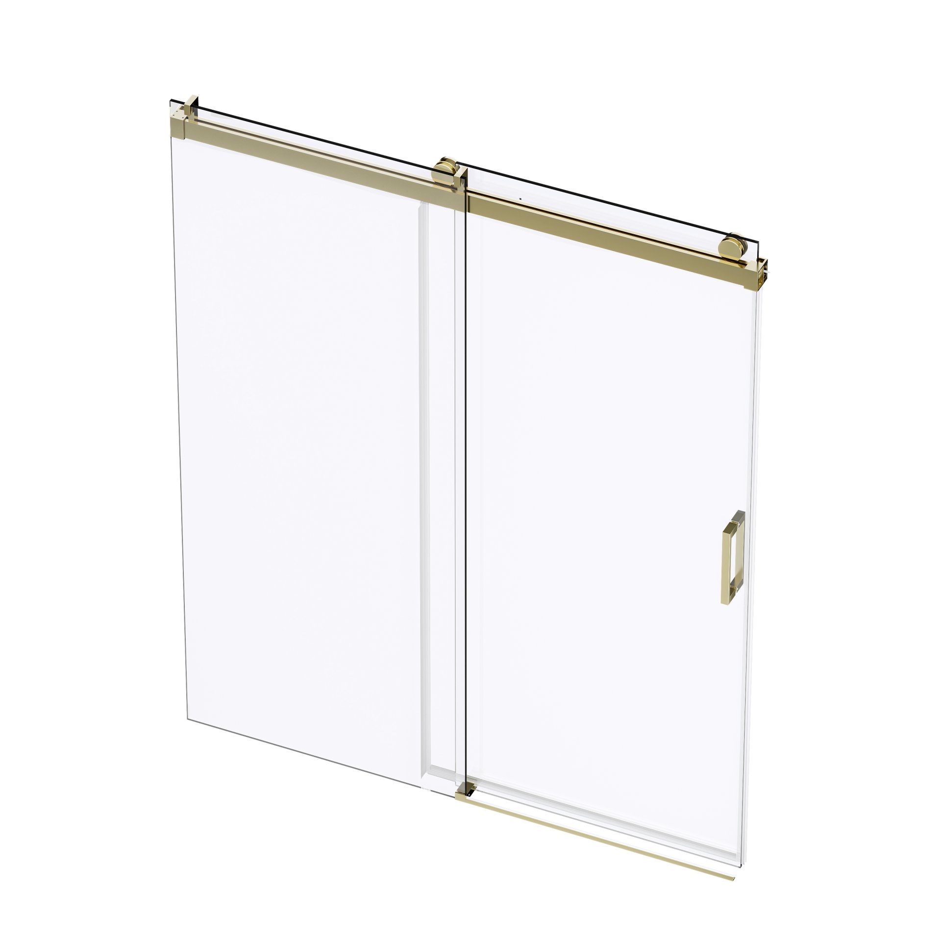Frameless Soft Closing Single Sliding Shower Door, 1 / 4" (6Mm) Tempered Glass With Explosion Proof Coating Via Express Delivery - Gold - Image 12