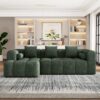Sectional Sofa Full Compressed Sofa Modular Sofa Couch Free Combined Sofa With Deep Seating And 2 Side Pockets For Living Room - Green - Image 4