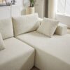 Modern Chenille Upholstered Sectional Sofa Couch Set, Modular L Shaped Sectional Living Room Sofa Set & 6 Pillows, Free Combination - Beige - Image 12
