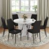 7 Piece Round Dining Table Set, Modern Round Table And 6 Upholstered Chairs For Dining Room, Kitchen Room, Living Room - White / Black - Image 3