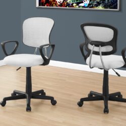Office Chair, Adjustable Height, Swivel, Ergonomic, Armrests, Mesh, Comfortable Seating - White