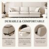 3 Seat Sofa Module For Modular Sectional Wide Seat Cloud Couch With Throw Pillows Upholstered - Beige - Image 3