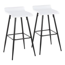 Ale - Contemporary Fixed Height Bar Stool (Set of 2) - White / Black