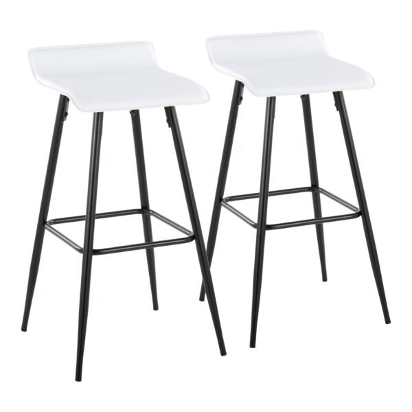 Ale - Contemporary Fixed Height Bar Stool (Set of 2) - White / Black