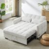 Loveseat Sofa Pull Out Sofa Bed Tufted Sleeper Sofa With An Adjustable Backrest, 3 USB Ports And 2 Lumbar Pillows For Living Room - Beige - Image 12