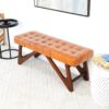 Mia - Bench With Buttons - Brown / Rustic - Image 6
