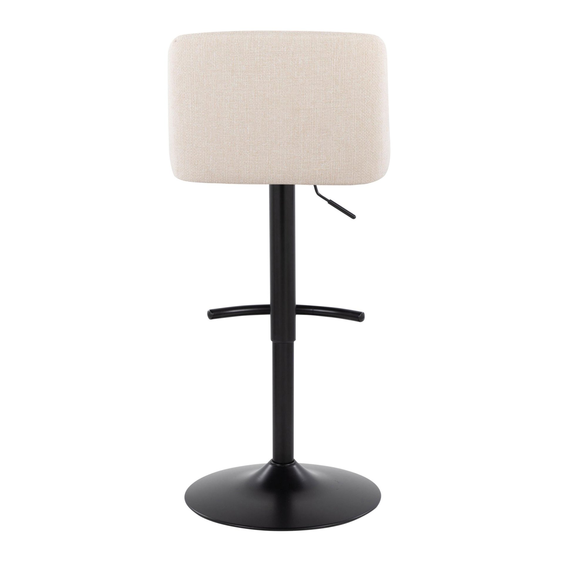 Toriano - Contemporary Adjustable Barstool With Swivel With Rounded T Footrest (Set of 2) - Cream / Black - Image 5