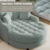 Modern Chaise Lounge Sofa Bed Upholstered Sofa Couch With Tufted Seat And Detachable Pillows For Living Room - Misty Green - Image 6