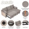 Pull Out Sleeper Sofa L-Shaped Couch Convertible Sofa Bed With Storage Chaise, Storage Racks And USB Ports - Light Brown - Image 9