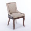 Ultra Side Dining Chair, Thickened Fabric Chairs With Neutrally Toned Solid Wood Legs, Bronze Nail Head, (Set of 2) - Beige / Patterned - Image 5