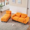 Teddy Fleece Creative Sofa Can Be Assembled Into A Two-Seater Sofa With A Single Couch With Three Waist Pillows To Perfectly Stretch Your Waist For Small Apartment Bedroom Spaces - Orange - Image 4