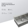 33" Drop In Kitchen Sink, 16 Gauge T304 Single Bowl Sink - Brushed Nickel - Image 9
