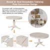 Modern Dining Table Set For 4, Round Table And 4 Kitchen Room Chairs, 5 Piece Kitchen Table Set For Dining Room, Dinette, Breakfast Nook - Antique White - Image 7
