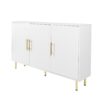 3 Door Large Storage Sideboard With Handles For Kitchen, Dining Room And Living Room, Accent Buffet Cabinet, Coffee Bar Sideboard Cabinet With 3 Doors - White / Gold - Image 8