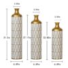 Floor Metal Vase Modern Style Decoration Home Droplet Shaped Metal Vase 3 Piece Set Gorgeous Home Decoration Large Glazed Metal Vase - Gold / White - Image 3