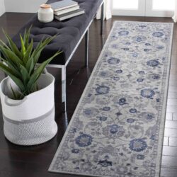 Marfi - 2' X 8' Oriental Runner Rug - Blue / Silver