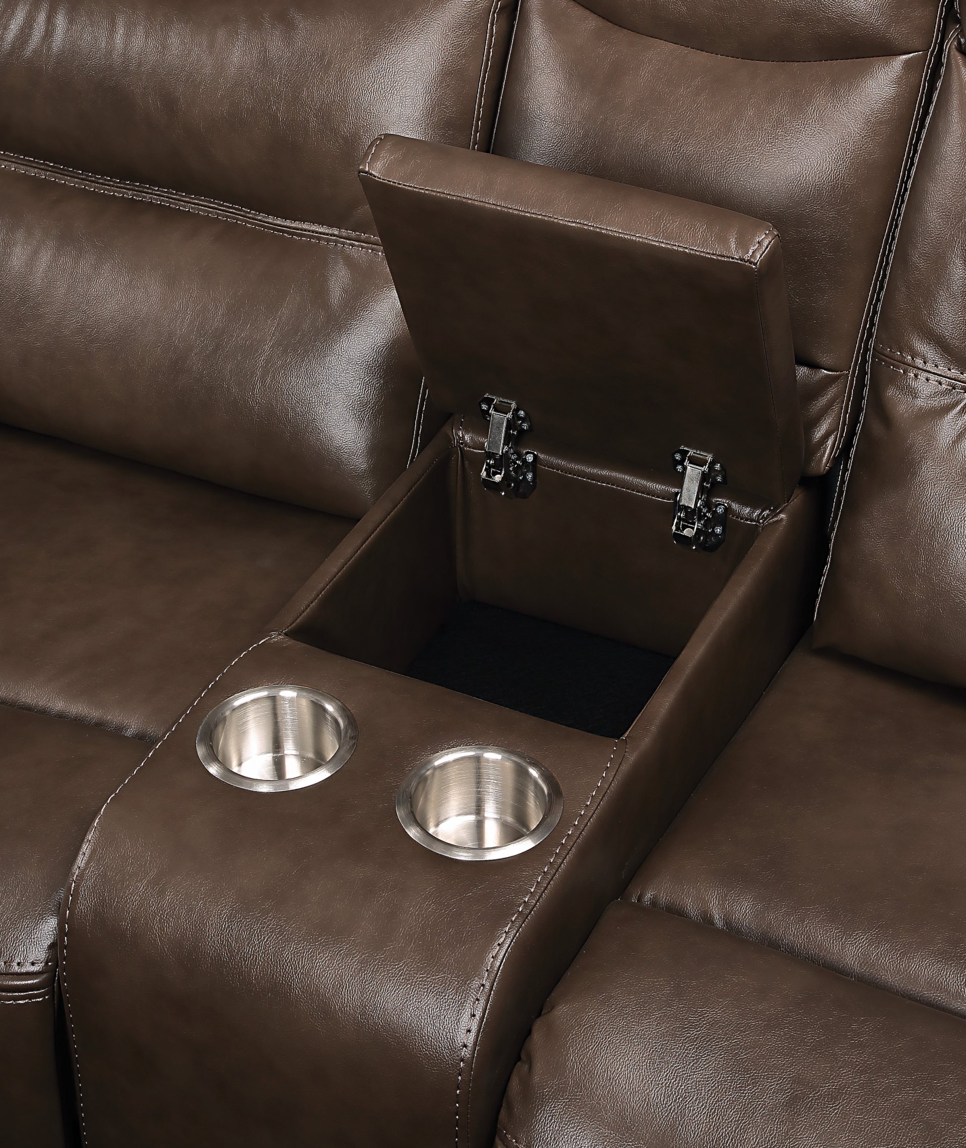 Aashi - Leather Gel Match Recliner Loveseat - Brown - Image 3