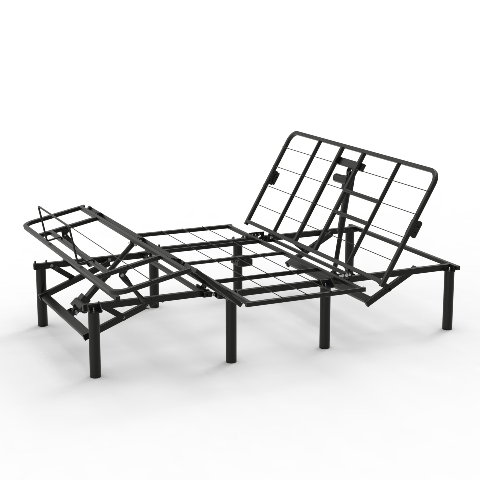 Adjustable Bed Base Frame With Head And Foot Incline, Quiet Motor, Queen Size Steel, Dual USB A, C Ports - Black - Image 5