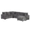 Sectional Sofa Pull-Out Sofa Bed Sleeper With A Storage Ottoman, Three Pillows And Charging Devices For Living Room - Gray - Image 12