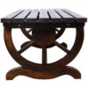 Rustic Wooden Bench With Wagon Wheel Legs For Garden And Patio - Brown - Image 7