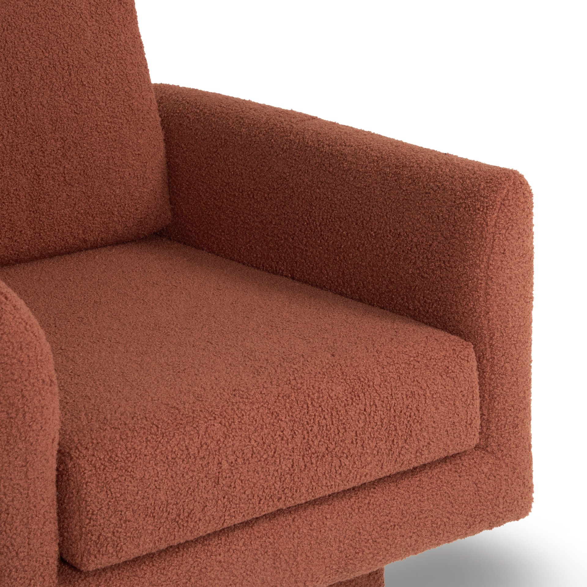 360° Modern Swivel Accent Chair Round Armchair, Thick Padded Single Lounge Sofa Upholstered Comfy - Brick Red - Image 16