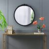 Round Hand Carved Rose Antique Mirror Frame, Wall Mirror For Live Space, Bathroom, Entryway Wall Decor - Black - Image 5