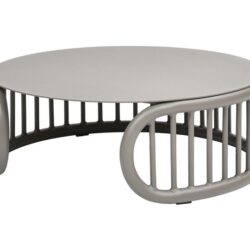 Harper - Indoor/Outdoor Modern Round Coffee Table - Geige Taupe Aluminum