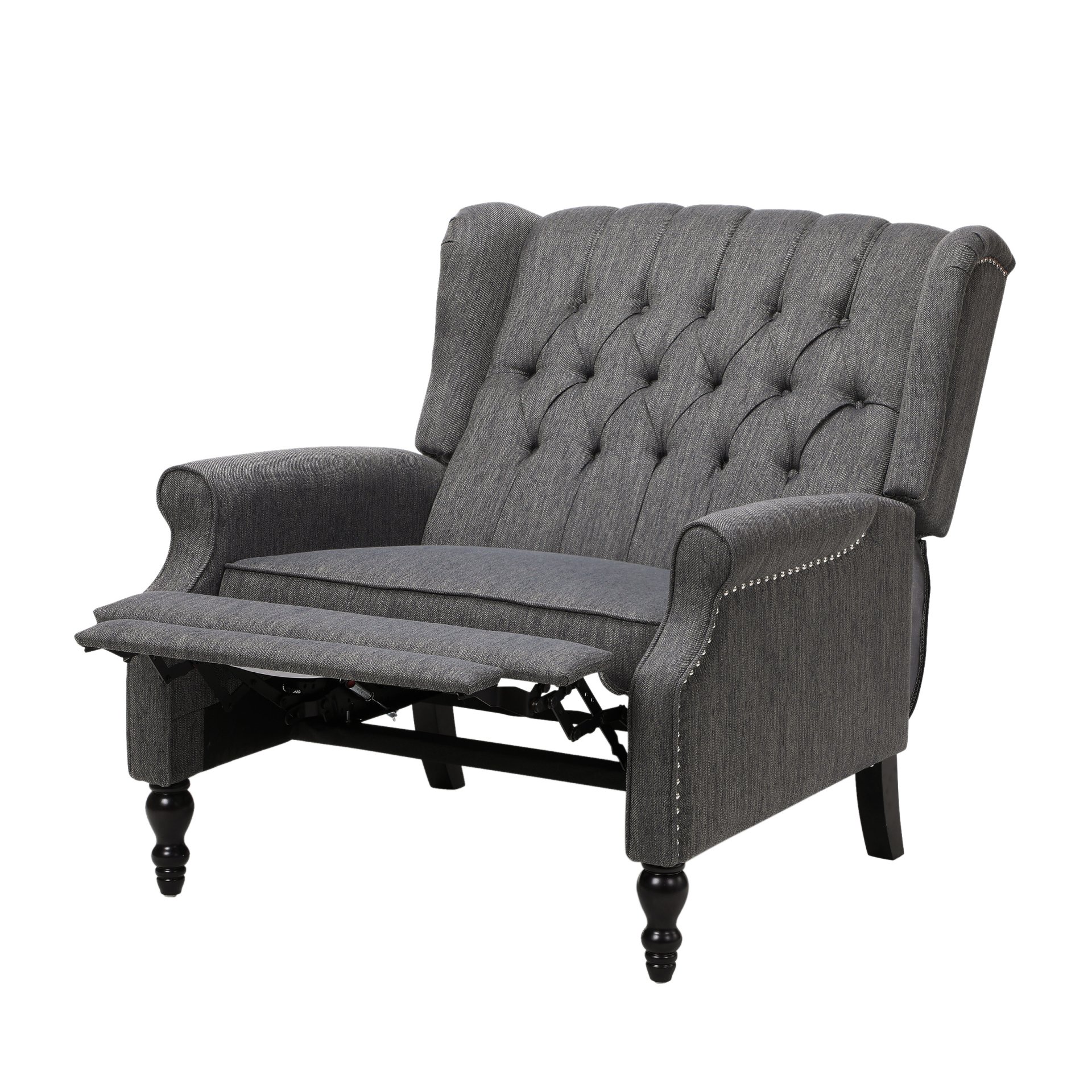Dunham - Contemporary Fabric Tufted Oversized Pushback Recliner - Charcoal - Image 8