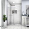 Elegant Single Sliding Bypass Shower Enclosure, Tempered Glass - Brushed Nickel - Image 4