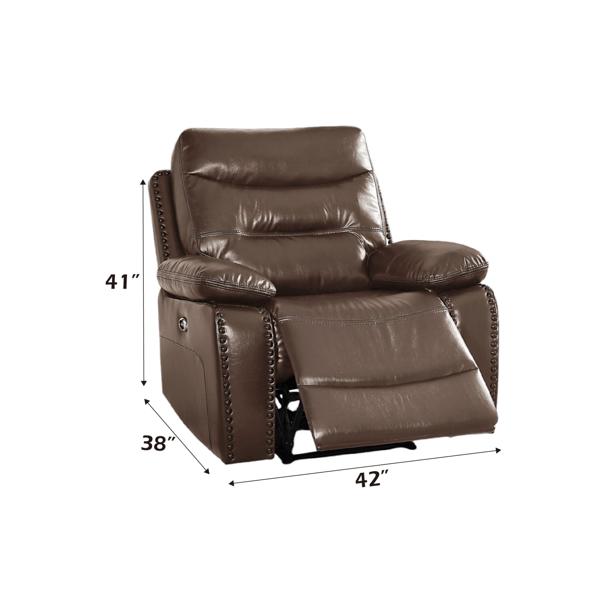 Aashi - Leather Gel Match 3 Piece Recliner Living Room Set - Brown - Image 10