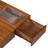 Mid Century Modern Coffee Table, Unique Square Wooden Coffee Table With 3 Drawers, Tempered Glass And Solid Wood Legs For Living Room - Brown - Image 12