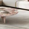 Coffee Table, Polished Surface, Genuine Stone, Designer Living Room Table - Pink - Image 7