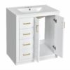 Bathroom Vanity With Ceramic Sink Combo, Frame Bathroom Storage Cabinet, Freestanding Vanity Set With 3 Drawers & Soft Closing Doors - White - Image 14