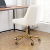 Modern Teddy Fleece Fabric Dining Chair With Gold Legs, Soft And Comfortable, Adjustable, Space Saving - Beige - Image 5