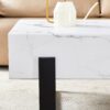 Minimalist Marble Patterned Coffee Table With Black Metal Legs - White / Black - Image 11