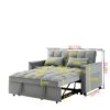 Modern Velvet Loveseat Futon Sofa Couch With Pullout Bed Reclining Backrest Toss Pillows 3 In 1 Convertible Sleeper Sofa Bed - Gray - Image 3