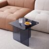 Tempered Glass Side Table, Multi Purpose Night Stand, Durable Transparent End Table - Smoke Gray - Image 7