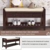 Multipurpose Entryway Storage Bench With Cushioned Seat And Drawers - Espresso - Image 5