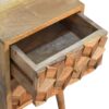 Mini Cube Carved 2 Drawer Nightstand - Oak - Image 2