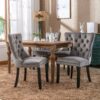 Nikki - Modern, High-End Tufted Solid Wood Contemporary Velvet Upholstered Dining Chair With Wood Legs Nailhead Trim (Set of 2) - Gray - Image 13