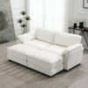 Free Combination Modular Convertible Sectional Sofa Bed Set, 4 Seat Upholstered Sleeper Corner Couch, Deep Seat Loveseat With Ottoman - White - Image 14
