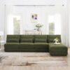 Oversized Deep Seat Sectional Sofa With Reversible Chaise, Loop Yarn Fabric 5 Seat Armless Indoor Furniture, Convertible L-Shaped Couch - Green - Image 10