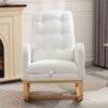 Accent Rocking Chair With Footrest High Back Rubber Wood Rocking Legs Bedroom Living Space - White - Image 7