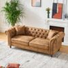 Chesterfield Sofa, High Roll Armrest Sofa, Upholstered Mid Century Modern Couch, 3 Seater Couch - Brown - Image 5
