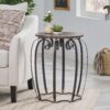 Modern Industrial End Table With Mango Wood Top And Iron Frame - Gray - Image 4