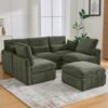 Modern Sectional Sofa Modular Sofa U Shaped Sofa Couch Sofa Bed With Movable Ottoman, USB Ports, Phone Holder - Green - Image 6