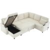 Sectional Sofa Versatile Sofa Bed Sofa Sleeper U - Shaped Sofa With Ample Storage Space, 2 Cup Holders And Charging Ports For Living Room - Beige - Image 18