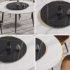 59.05" Modern Artificial Stone Round Metal Dining Table, Can Accommodate 6 People, Artificial Stone Turntable - Black / White - Image 5